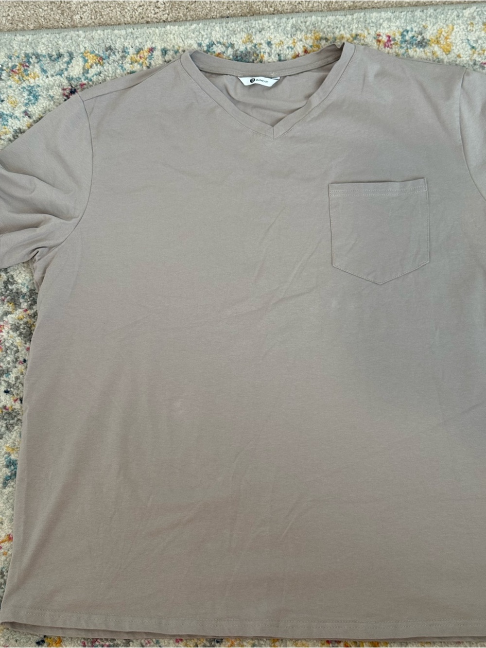 Men's V-Neck Pocket Tee in Taupe Size 3XL